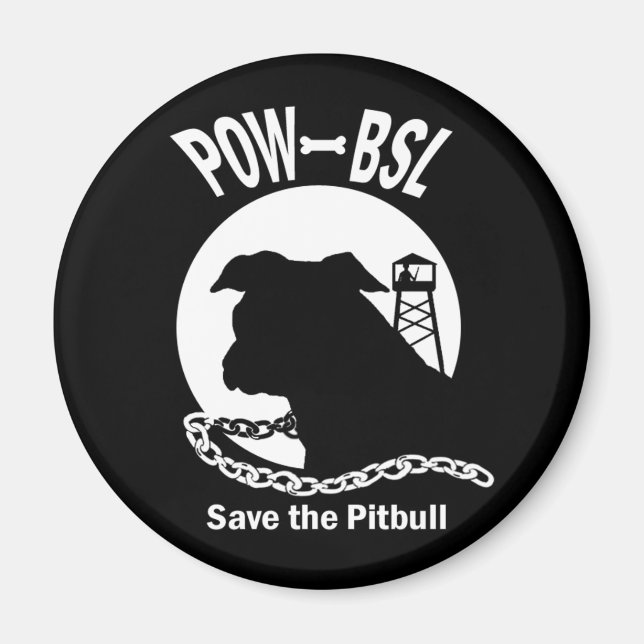 Aimant POW BSL Sauvez l'Emblème Pitbull Dog (Devant)