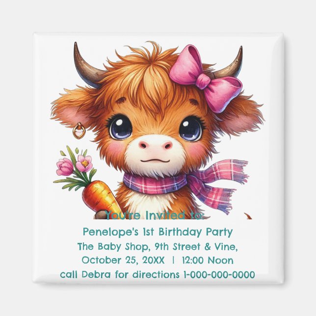 Aimant Premier Invitation de fête d'anniversaire pour béb (Devant)