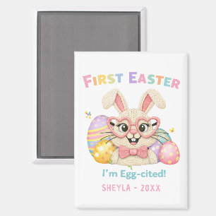 Aimant Premier lapin surexcité de Pâques de bébé mignon