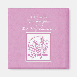 Aimant Première communion de la petite-fille, rose