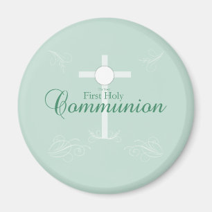 Aimant Première Sainte Communion, écriture en vert doux