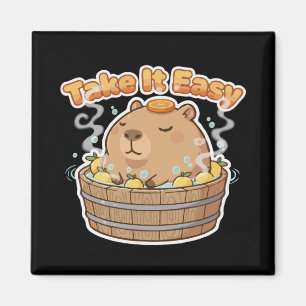 Aimant Prends les choses calmement, joli capybara Drôle