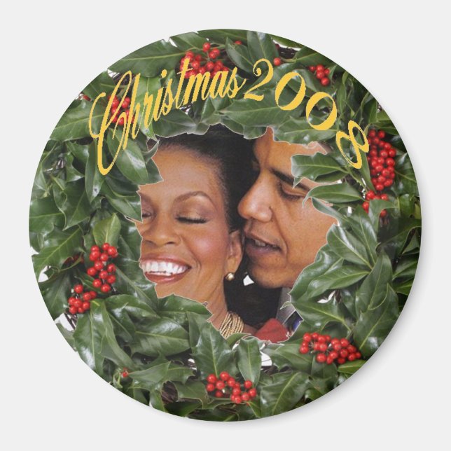 Aimant Président Obama et Michelle Noël 2008 Keepsaké (Devant)
