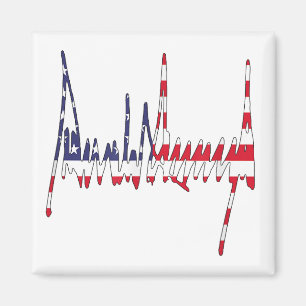 Aimant Président Trump Signature USA Drapeau couleur patr