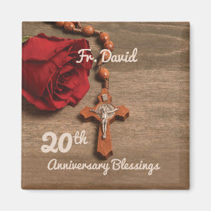 Aimant Prêtre 20ème anniversaire de l'Ordination Rose et 