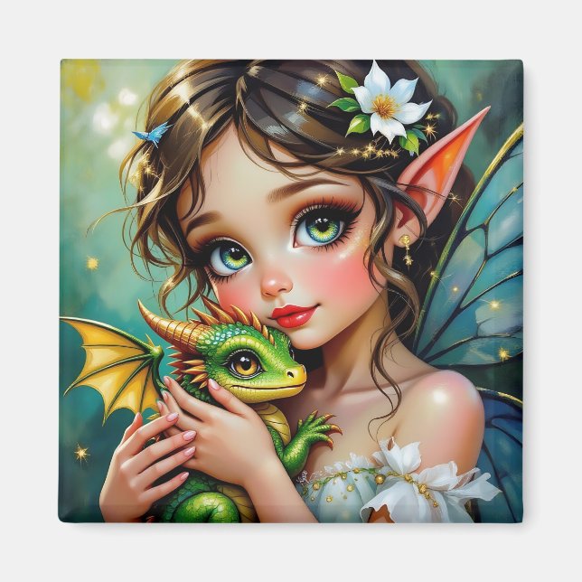 Aimant Pretty  Fairy and Dragon Themed Girl's   (Devant)