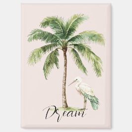 Aimant Pretty Peach Tropical Palm Tree Bird