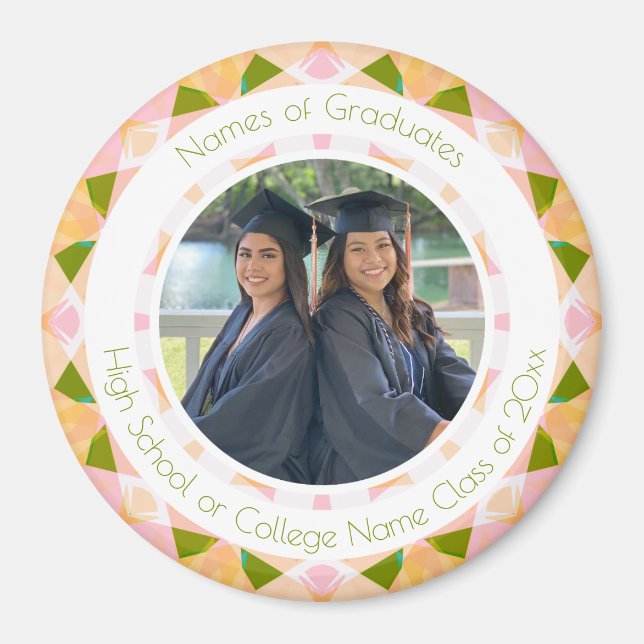 Aimant Pretty Pink Green Meilleurs Amis Diplôme Cadeau (Devant)
