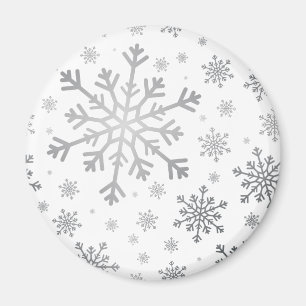 Aimant Pretty Silver Flammes de neige de Noël en hiver bl