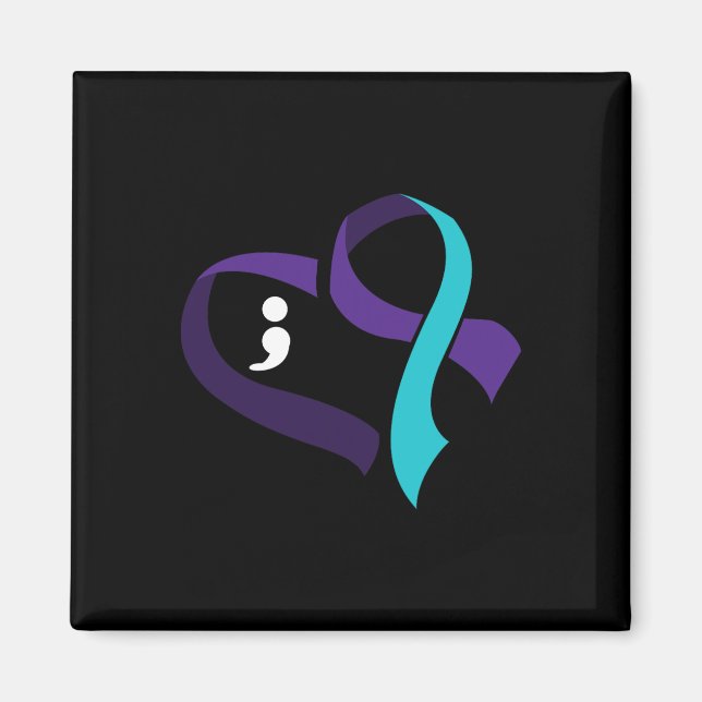 Aimant Prévention du suicide Coeur Semicolon Santé mental (Devant)