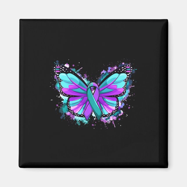 Aimant Prévention du suicide Sensibilisation Turquoise Vi (Devant)