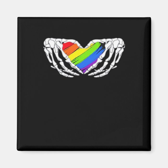 Aimant Pride - Pride Skeleton mains avec coeur 2 Classic (Devant)