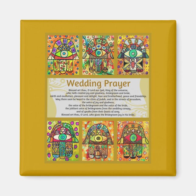 Aimant Prière des Mariages juifs Golden Hamsa (Devant)