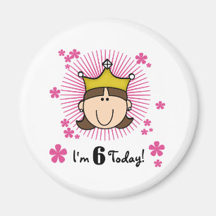 Aimant Princesse 6ème anniversaire de brune