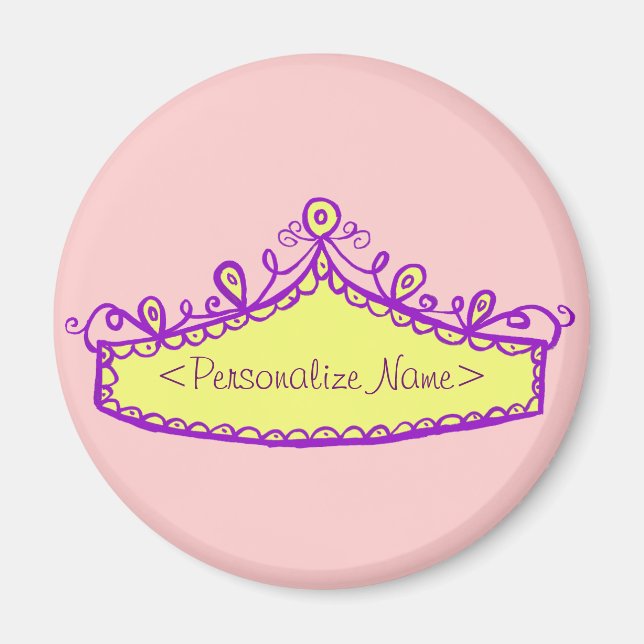 Aimant Princesse Tiara Couronne Jaune Nom personnalisé Ai (Devant)