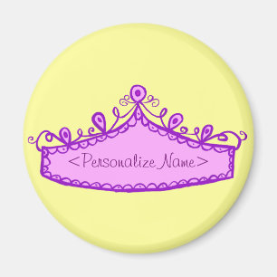 Aimant Princesse Tiara Couronne rose Nom personnalisé Aim