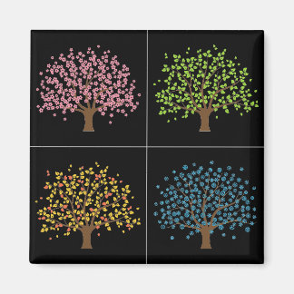 Aimant Printemps Été Automne Hiver Arbre Magazine
