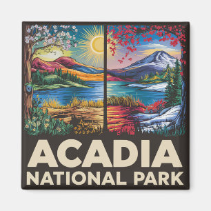 Aimant Printemps vs Automne Parc national Acadia Cadeau