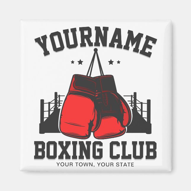 Aimant Pro Boxer AJOUTER NOM Gants rouges Boxer Ring Trai (Devant)