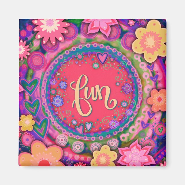 Aimant Profitez de rose amusant Floral Moderne Inspirivit (Devant)