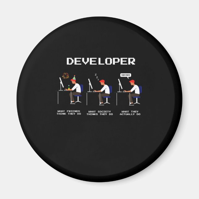 Aimant Programmeur développeur Coder ordinateur Geek Nerd (Devant)