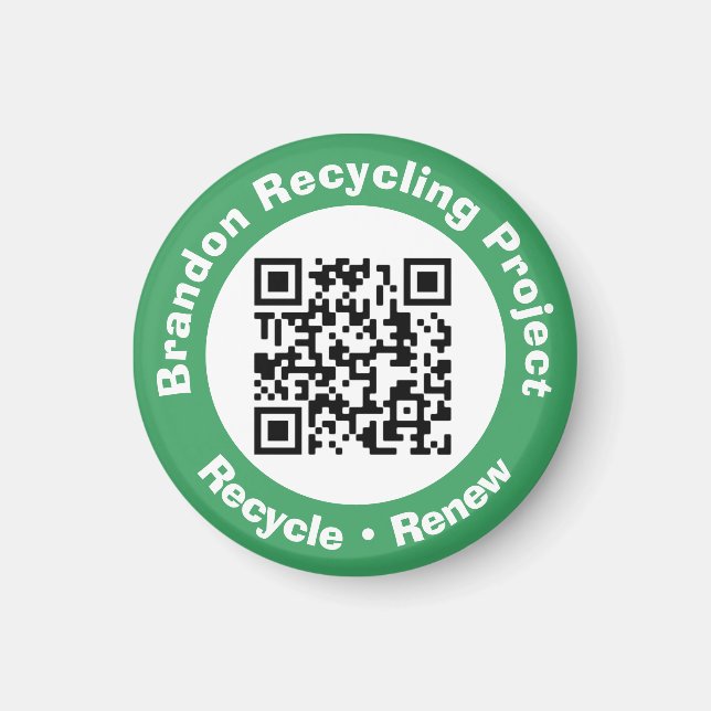 Aimant Projet de recyclage QR Code Recycle & Renouveler. (Devant)