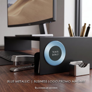 Aimant Promo Logo Métallisé Bleu pour Entreprise