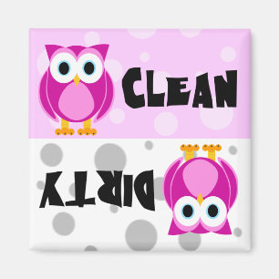 Aimant propre/sale de hibou mignon de bande