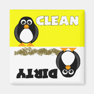 Aimant propre/sale de pingouin mignon de