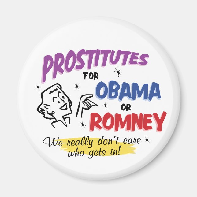 Aimant Prostituées de style rétro pour Obama ou Romney Ma (Devant)
