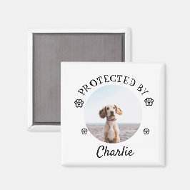 Aimant Protected By Dog Photo Paw Print Design