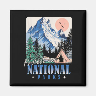 Aimant Protéger nos parcs nationaux design rétro vintage 