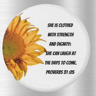 Aimant Proverbes 31:25 BibleVerse demi-tournesol chrétien