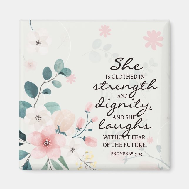 Aimant Proverbes 31:25 Elle est habillée en force (Devant)