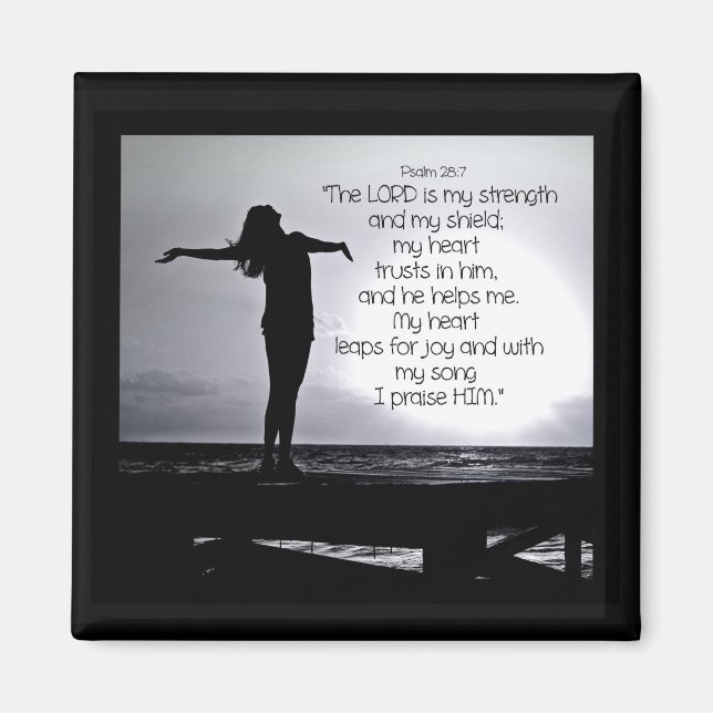 Aimant Psaume Seigneur est ma force Bible Citation Black  (Devant)