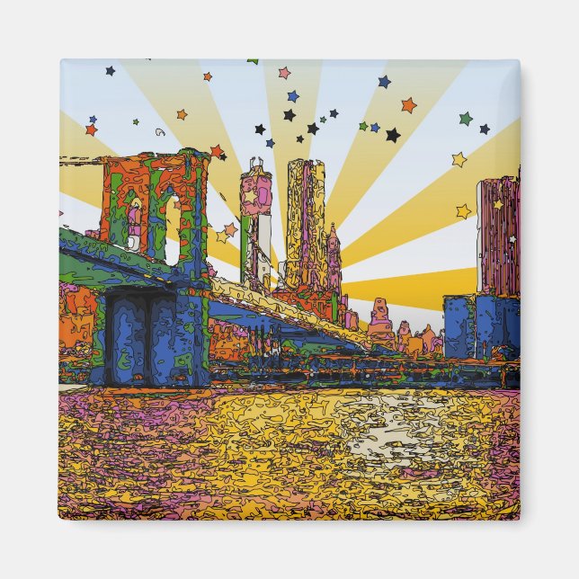 Aimant Psychedelic New York : Brooklyn Bridge, WTC #1 (Devant)