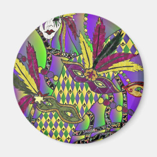 Aimant Psychédélique Mardi Gras Plumes Masques Cadeaux Vê