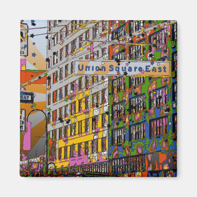 Aimant Psychedélique NYC : Union Carré Building, St Sign  (Devant)