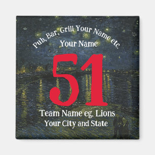 Aimant Pub Bar Grill Nom Numéro Votre Nom Barbecue