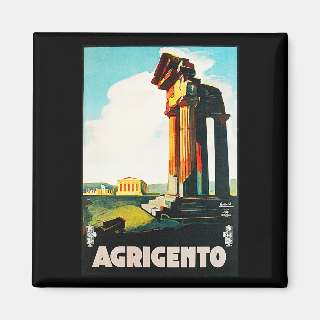 Aimant Publicité Vintage voyage Agrigento (Devant)