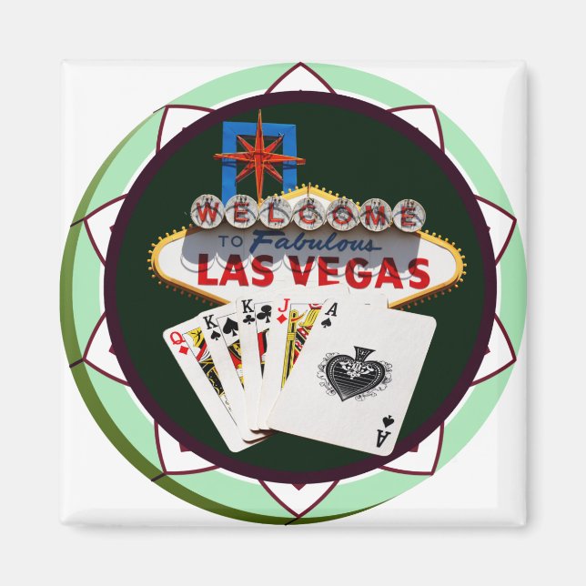 Aimant Puce de poker de Las Vegas Sign and Two (Devant)