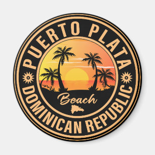 Aimant Puerto Plata République Dominicaine Retro SunsetPu