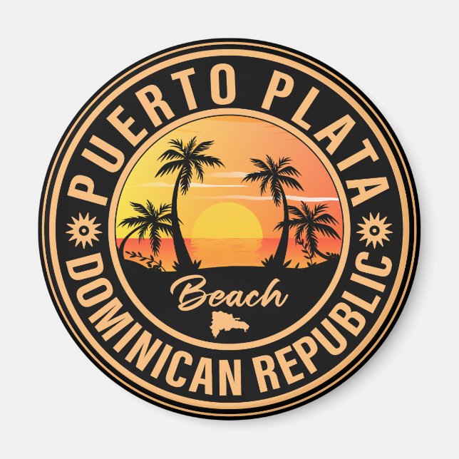 Aimant Puerto Plata République Dominicaine Retro SunsetPu (Devant)
