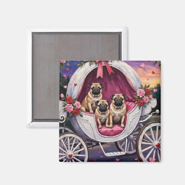 Aimant Pug Dog Valentine's Day (Recto/Verso)