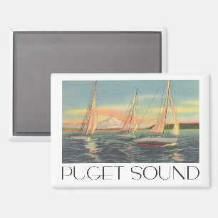 Aimant Puget Sound Washington State style de voyage vinta
