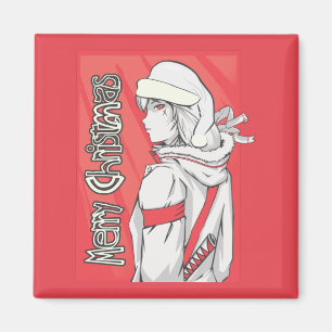 Aimant Pull de Noël anime, fille mignonne de Noël