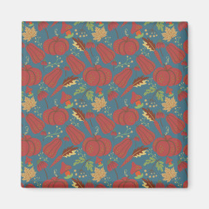 Aimant Pumpkin and carrot  seamless pattern red and blue