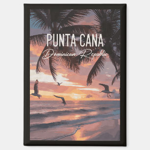 Aimant Punta Cana DR Rétro Mouette Souvenir tropical