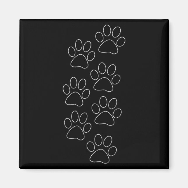Aimant Puppy Paws Dog Prints Dad Pup Mom Good Boy New Res (Devant)