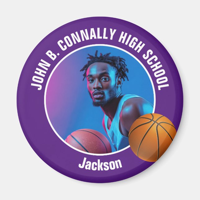 Aimant Purple Basketball Player High School Photo (Devant)
